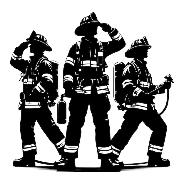 Silhouette firefighter man vector illustration