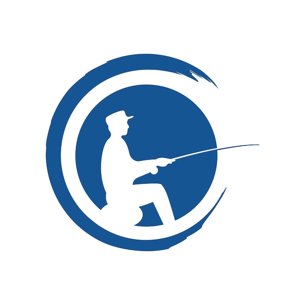 Silhouette Fishing Man Logo