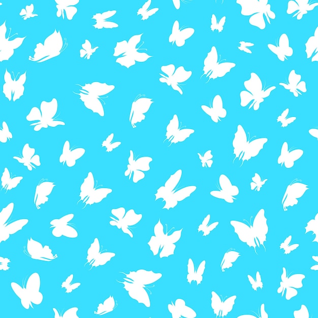 Silhouette Fly Flock Of Butterflies Seamless Pattern Background Vector