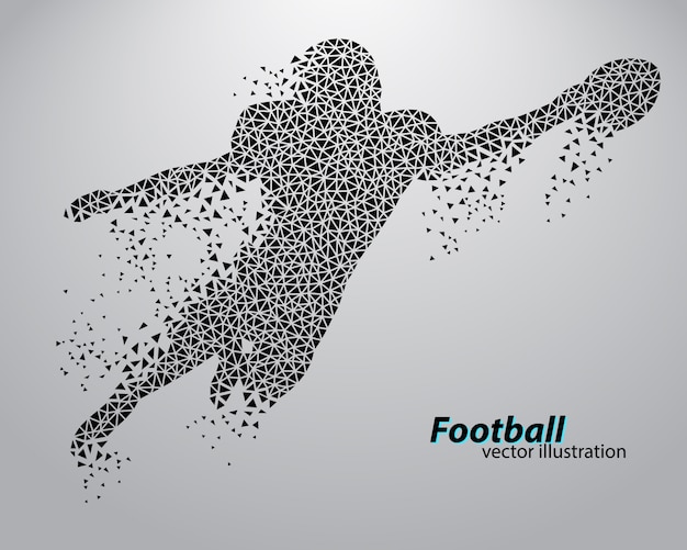 Silhouette of a football player from triangle. Rugby. American footballer