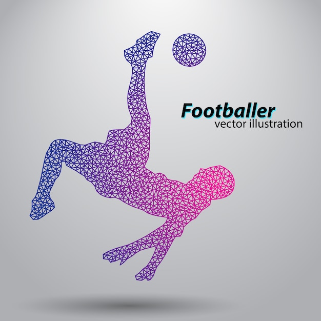 Silhouette of a football player from triangles