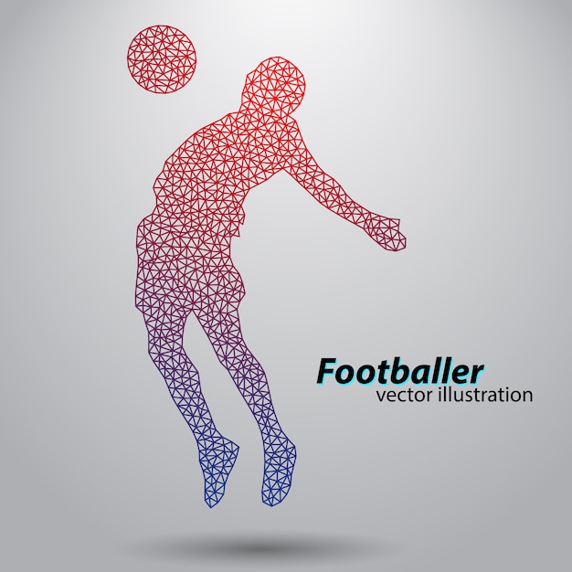 Silhouette of a football player from triangles