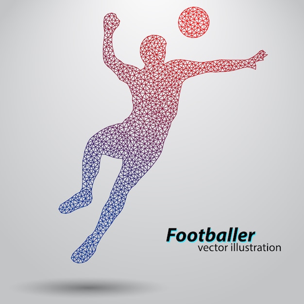 Silhouette of a football player from triangles