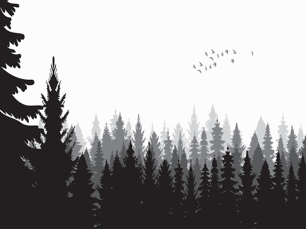 Silhouette forest design vector isolated