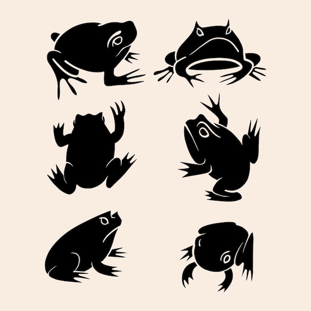 Silhouette frog asset vector art