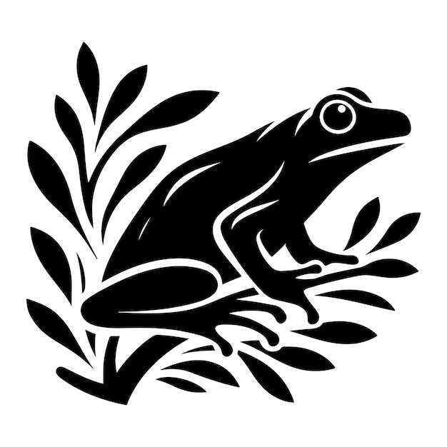 silhouette frog on white background