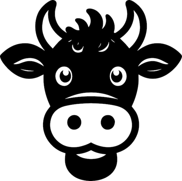 silhouette Funny Cow Head Vector illustration