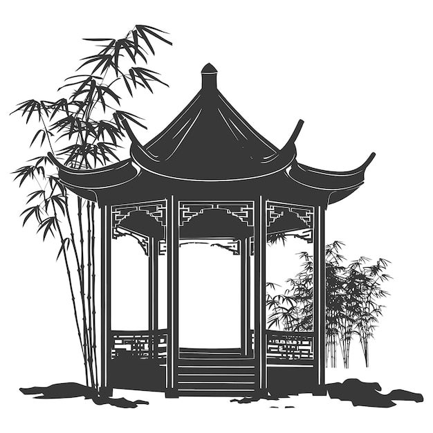 Silhouette garden gazebo bamboo black color only