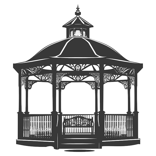 Silhouette garden gazebo black color only full