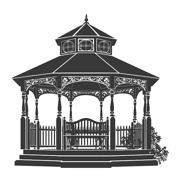 Silhouette garden gazebo black color only full