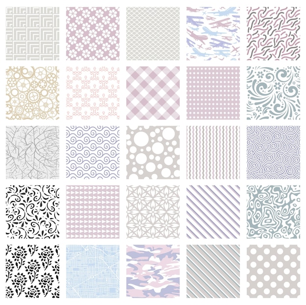 Vector silhouette of geometric pattern seamless tile pastel vector seamless set