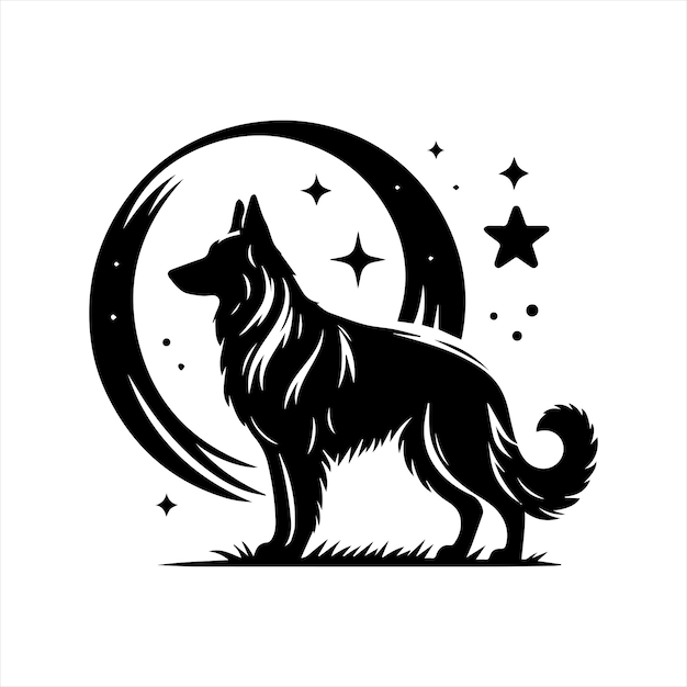 Silhouette German Shepherd dog vector design