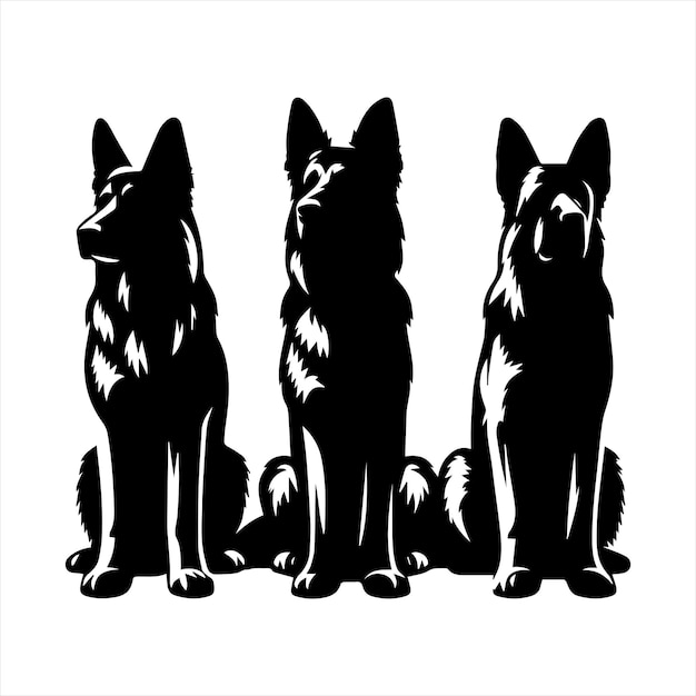 Silhouette German Shepherd dog vector design