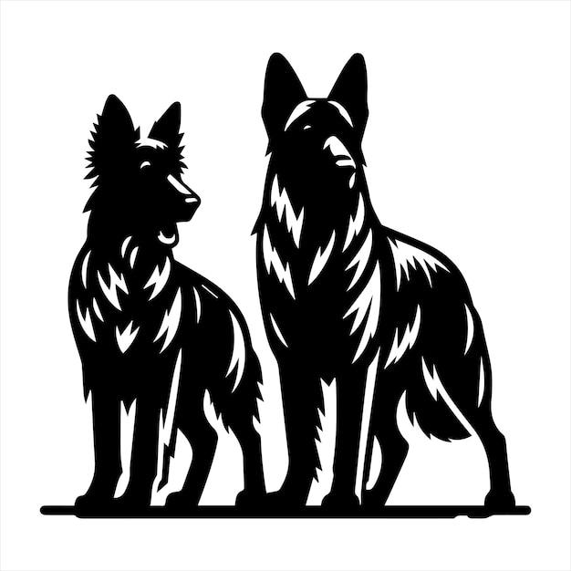 Silhouette German Shepherd dog vector design