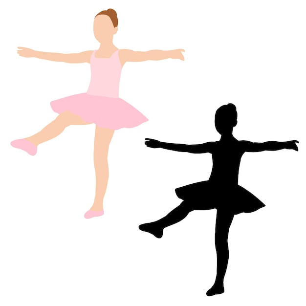 Silhouette of a girl child ballerina dancing