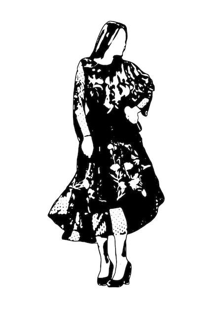 Silhouette of a girl dancing in a long dress