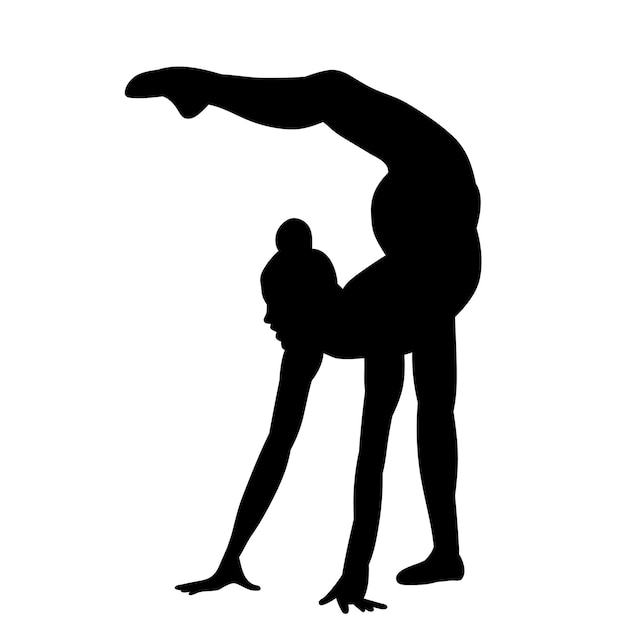 Silhouette of a girl gymnast yoga