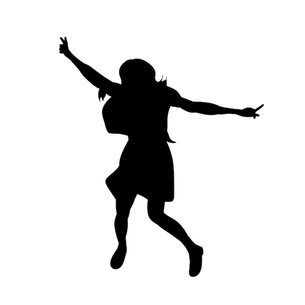 Silhouette girl jumping