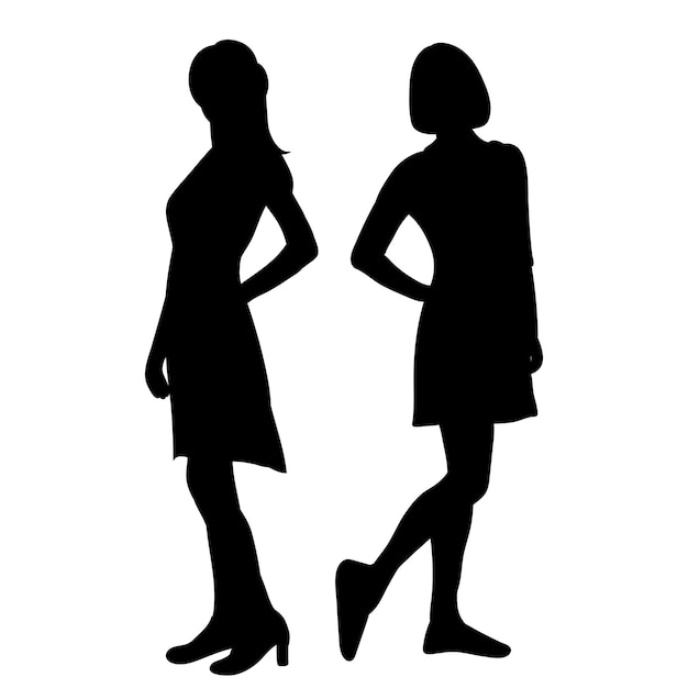 Silhouette girl standing posing icon