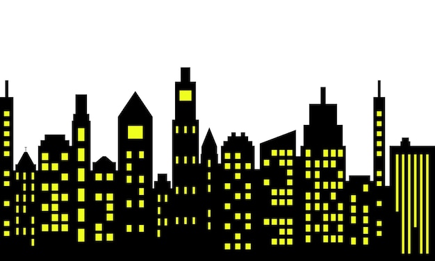 Vector the silhouette of a glamorous city and buildview