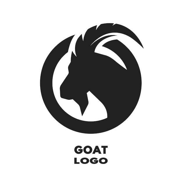 Silhouette of the goat monochrome logo Vector illustration