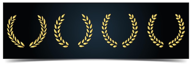 Silhouette golden laurel wreath, heraldic trophy crest, greek olive branch award