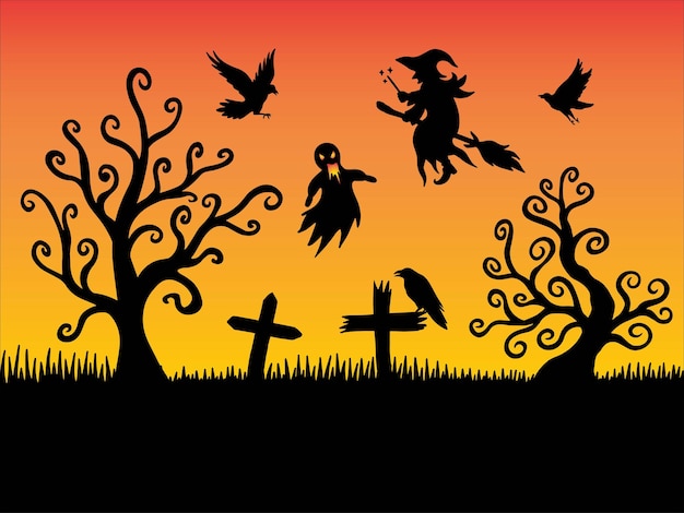 Silhouette Halloween Background Illustration