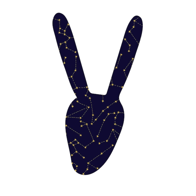 Silhouette of a hare head with constellations Symbol of Chinese New Year 2023 Lunar calendar