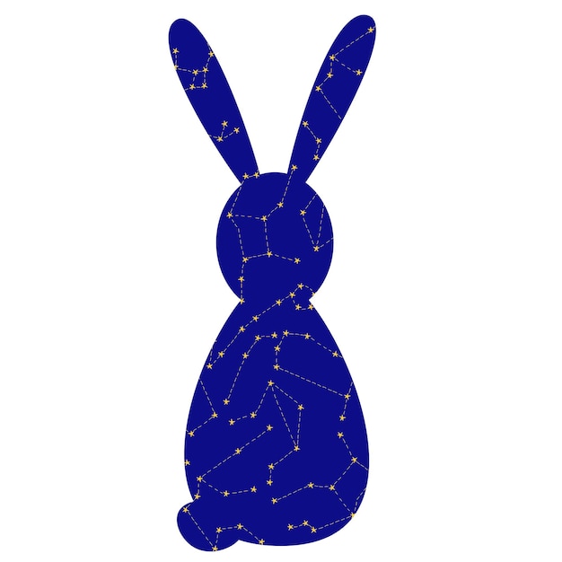 Silhouette of a hare with constellations on a white Symbol of Chinese New Year 2023 Lunar calendar