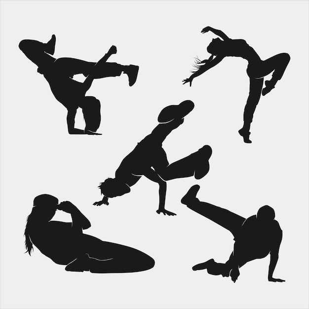 Silhouette hip hop dancer vector