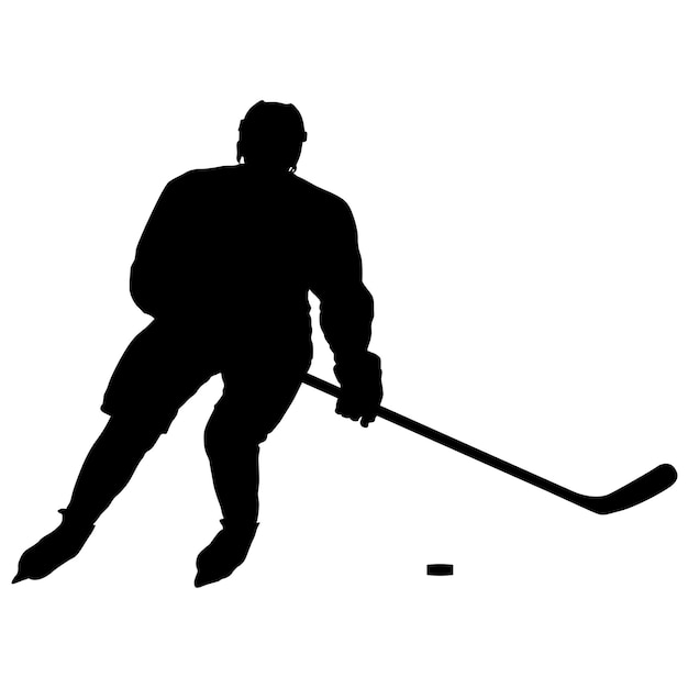 Silhouette of hockey player Isolated on white