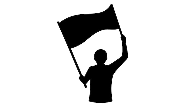 Silhouette Holding Flag with Raised Arm Powerful Symbolic Image