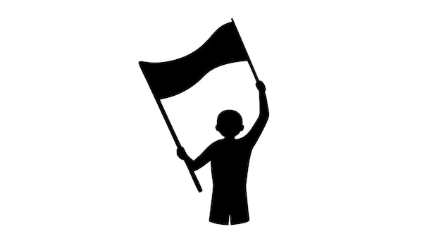 Silhouette Holding Flag with Raised Arm Powerful Symbolic Image