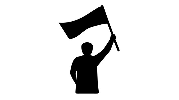 Silhouette Holding Flag with Raised Arm Powerful Symbolic Image