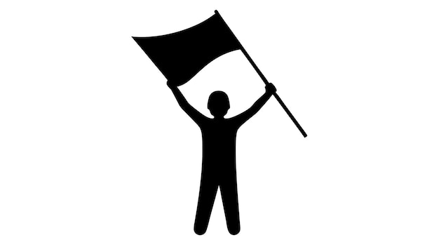 Silhouette Holding Flag with Raised Arm Powerful Symbolic Image