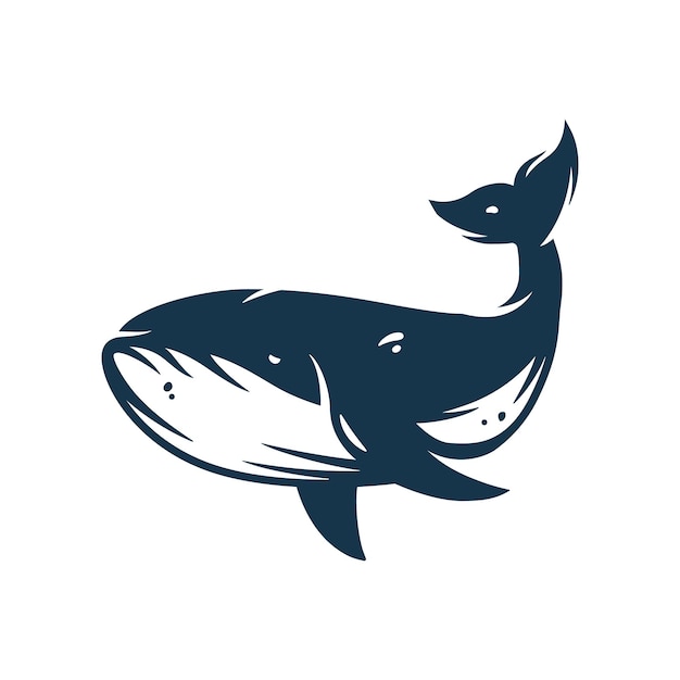 Silhouette of humpback whale nautical logo design