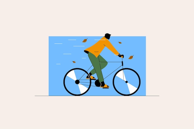 Silhouette illustration cycling in the park