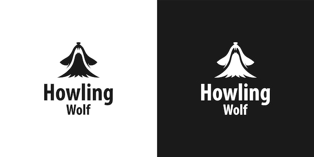 silhouette illustration of Howling Wolf logo design