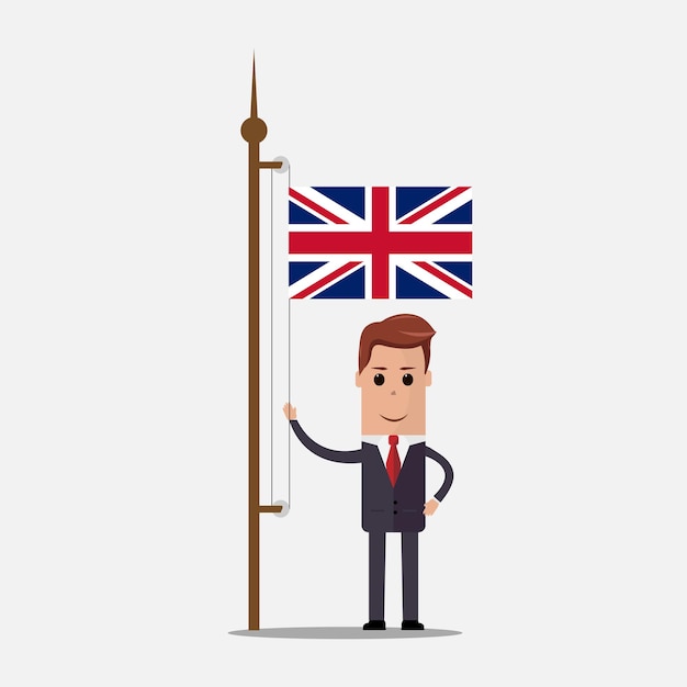 Silhouette illustration of a man holding the flag of The United States of America