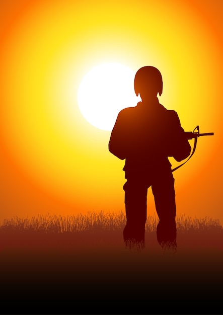 Silhouette illustration of a soldier