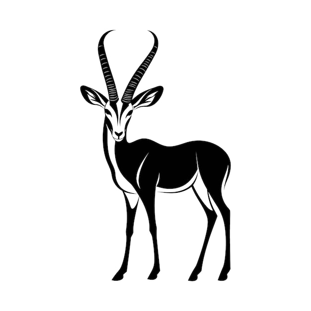 Vector silhouette impala animal full body black color stylish gazelle silhouette premium vector art