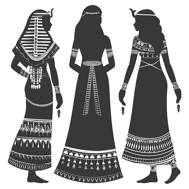 Silhouette independent egyptian women wearing tob sebleh black color only