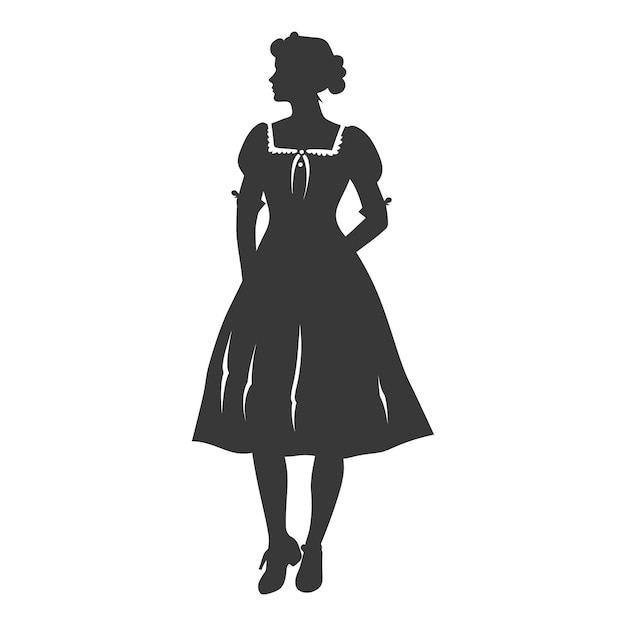 Silhouette independent germany women wearing dirndl black color only