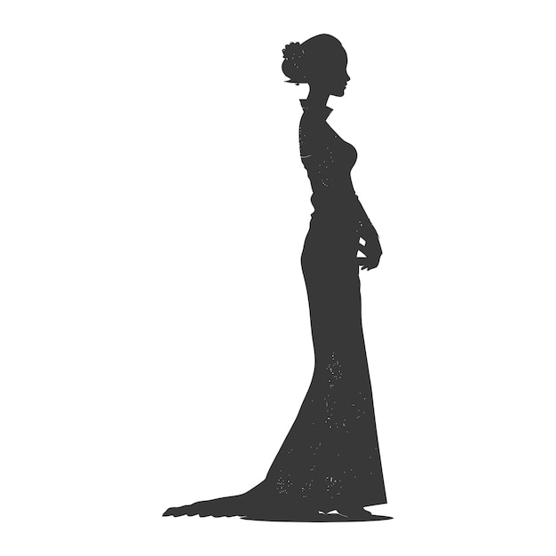 Silhouette independent indonesian women wearing kebaya black color only