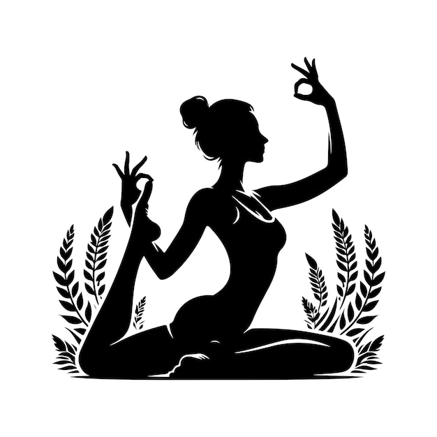 Silhouette international yoga day Female Yoga icon logo a black silhouette of a woman doing yoga