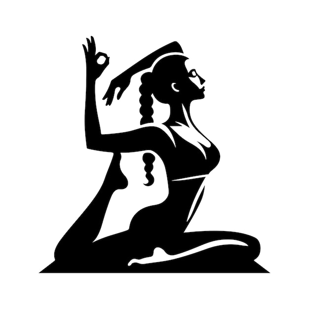 Silhouette international yoga day Female Yoga icon logo a black silhouette of a woman doing yoga