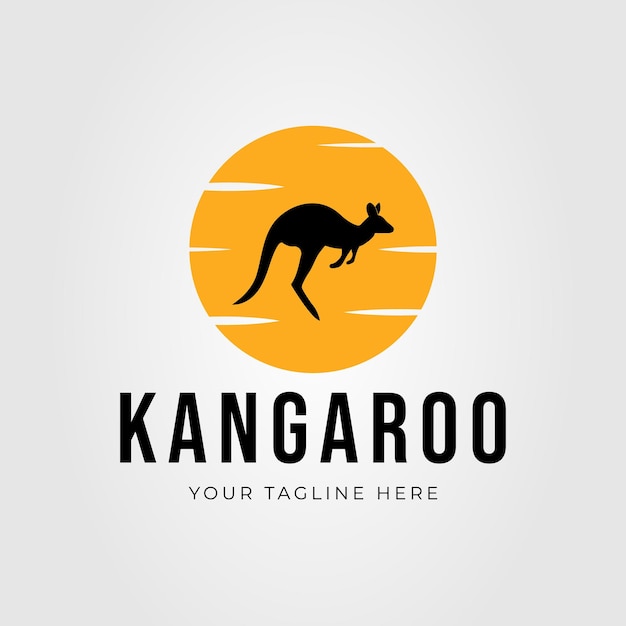 Silhouette kangaroo australia logo vector illustration design