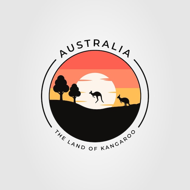 Silhouette kangaroo on australia nature logo vector illustration design