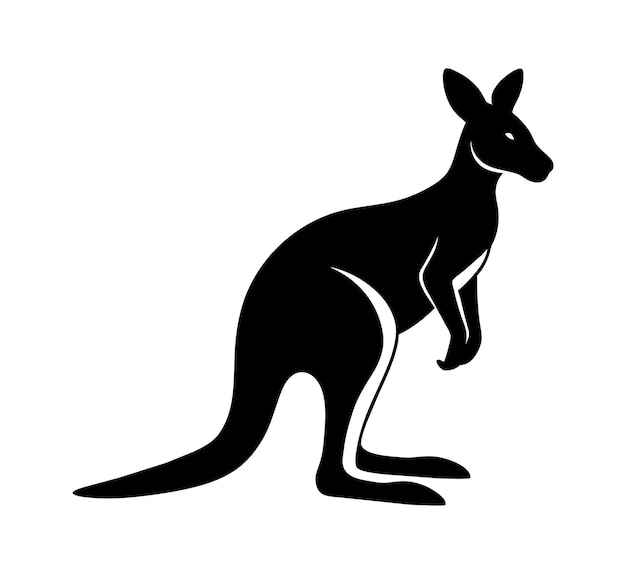 A silhouette kangaroo standing on a white background