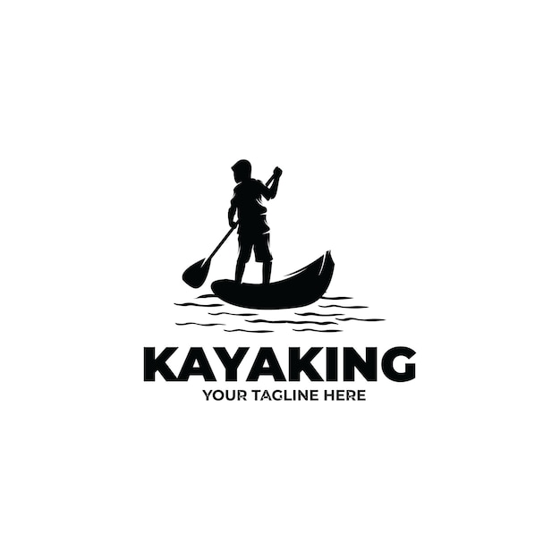 Silhouette of kayaking logo design